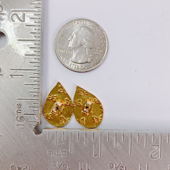 VTG Cloisonne Butterfly Floral Stud Earrings Red Blue Enamel Gold Tone Colorful - Picture 9 of 9